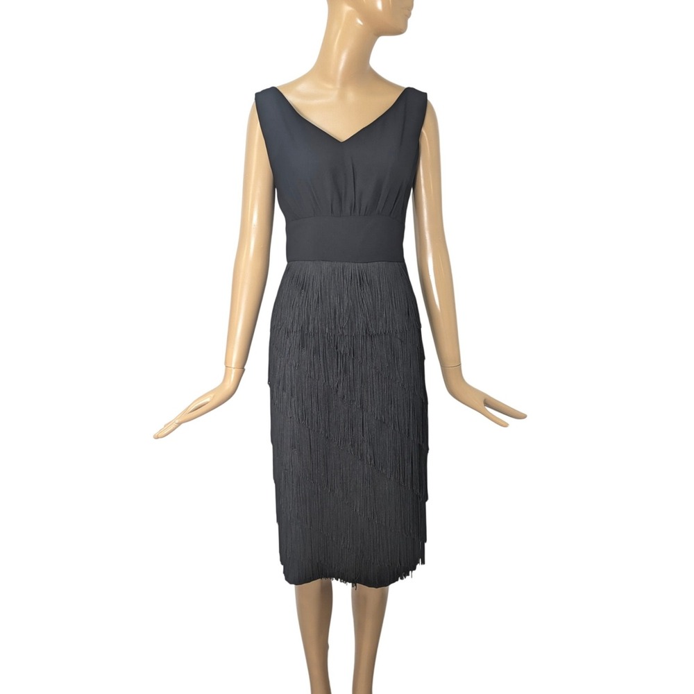 Vintage Lilli Diamond Shimmy dress Black Fringe 60s Sheath‎ party wiggle dress